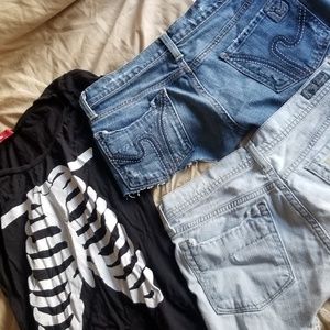 *Humanities denim shorts & skeleton tshirt bundle